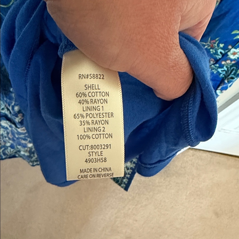 Max Studio Royal Blue Floral V-Neck Maxi Dress with Green Trim - Picture 6 of 7